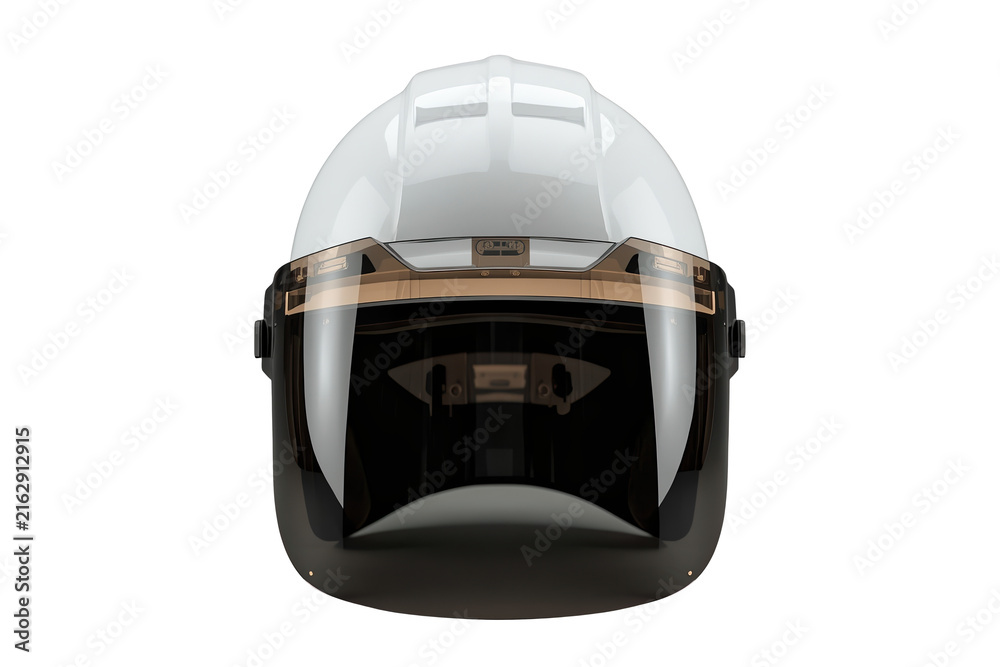 Fototapeta premium White Safety Helmet With Large Dark Protective Visor