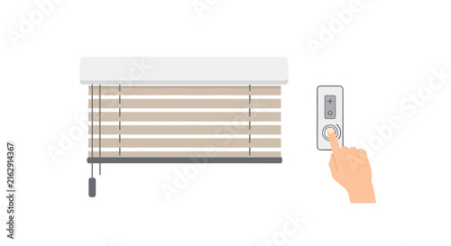 Smart Home Automated Window Blinds with Remote Control Vector Illustration