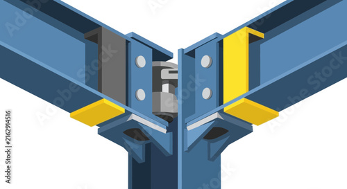 Structural Steel Beam Connection Detail for Civil Engineering and Industrial Construction Technology