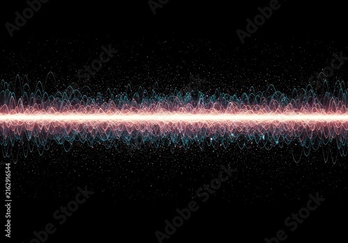 Abstract visualization of quantum superposition. Energy flux transitions between discrete particle forms and continuous wave structures ,energy ,structure ,duality