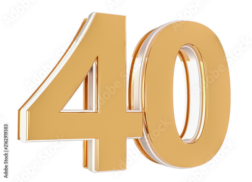 3D Number 40  Gold Premium Rendering Graphic Element