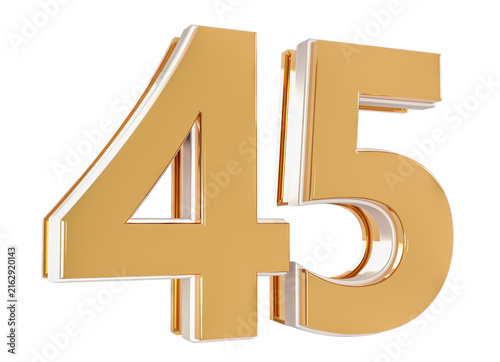 3D Number 45  Gold Premium Rendering Graphic Element
