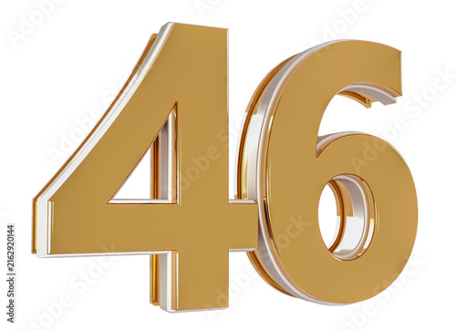 3D Number 46  Gold Premium Rendering Graphic Element