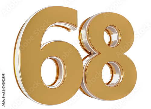3D Number 68  Gold Premium Rendering Graphic Element