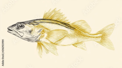 Detailed Illustration of a Fish with Vivid Features and Colors