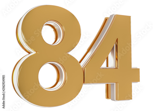 3D Number 84  Gold Premium Rendering Graphic Element