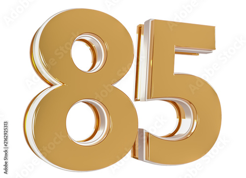 3D Number 85  Gold Premium Rendering Graphic Element