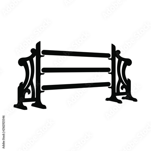 Equestrian show jumping hurdle black silhouette for horse training.