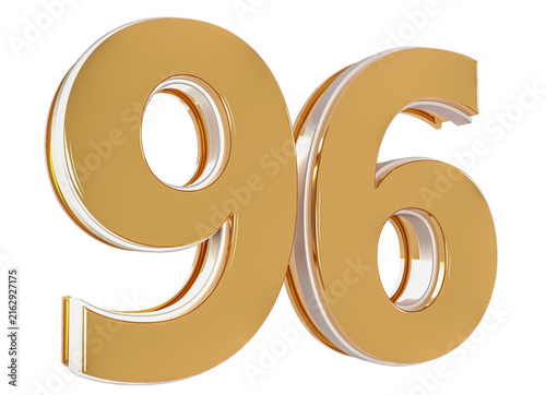 3D Number 96  Gold Premium Rendering Graphic Element