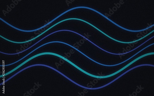 Abstract background, with four parallel, horizontal wavy lines, in vibrant blue, and teal colors, against a dark, textured black backdrop