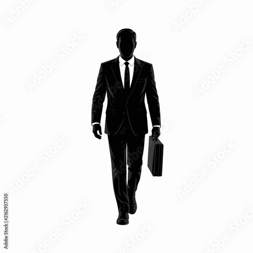 Businessman Silhouette Suit Briefcase Walking Male Executive Vector