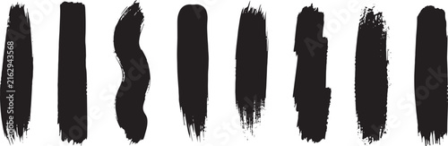 Black Ink Brush Strokes, Grunge Paint Marks Vector