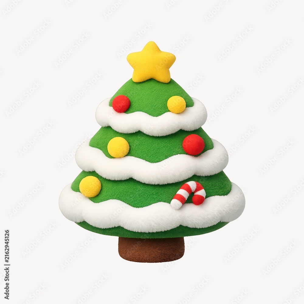 Naklejka premium Festive clay Christmas tree illustration.