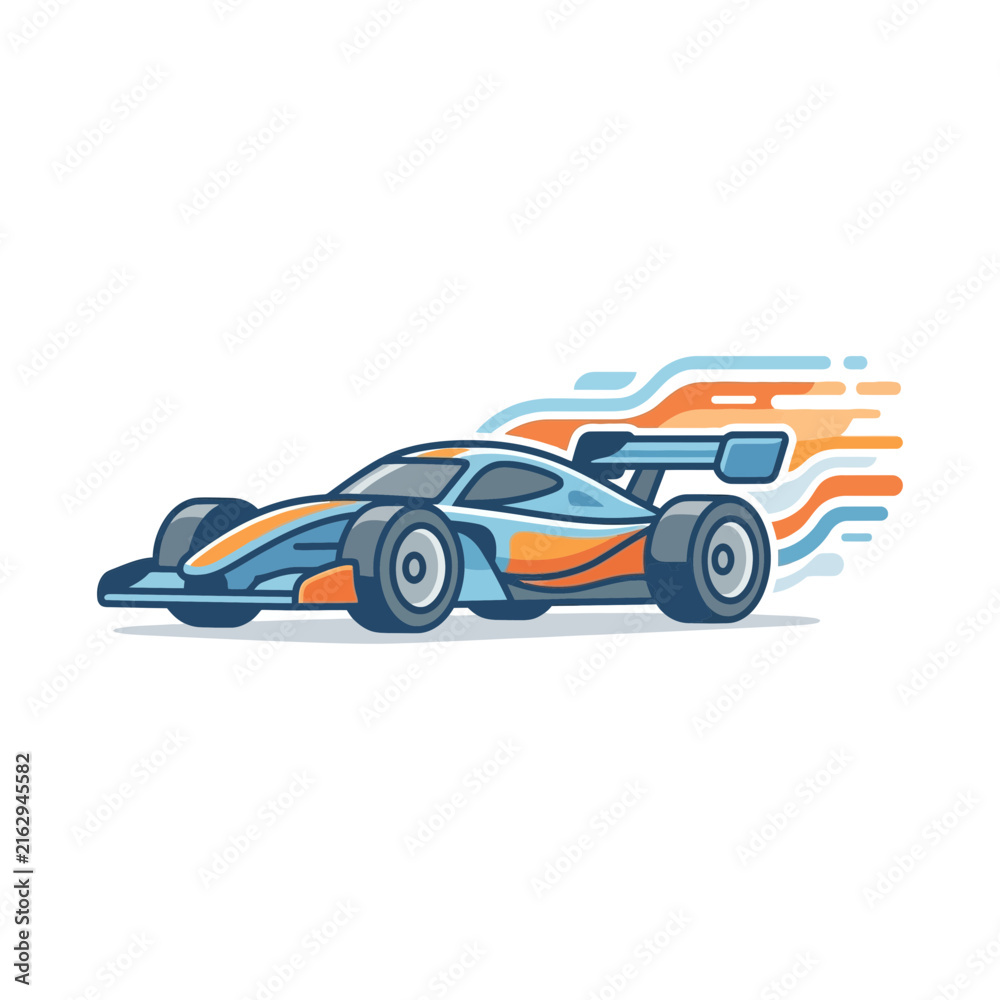Naklejka premium Speeding Formula 1 Race Car with Abstract Motion Trails, Isolated on Transparent Background