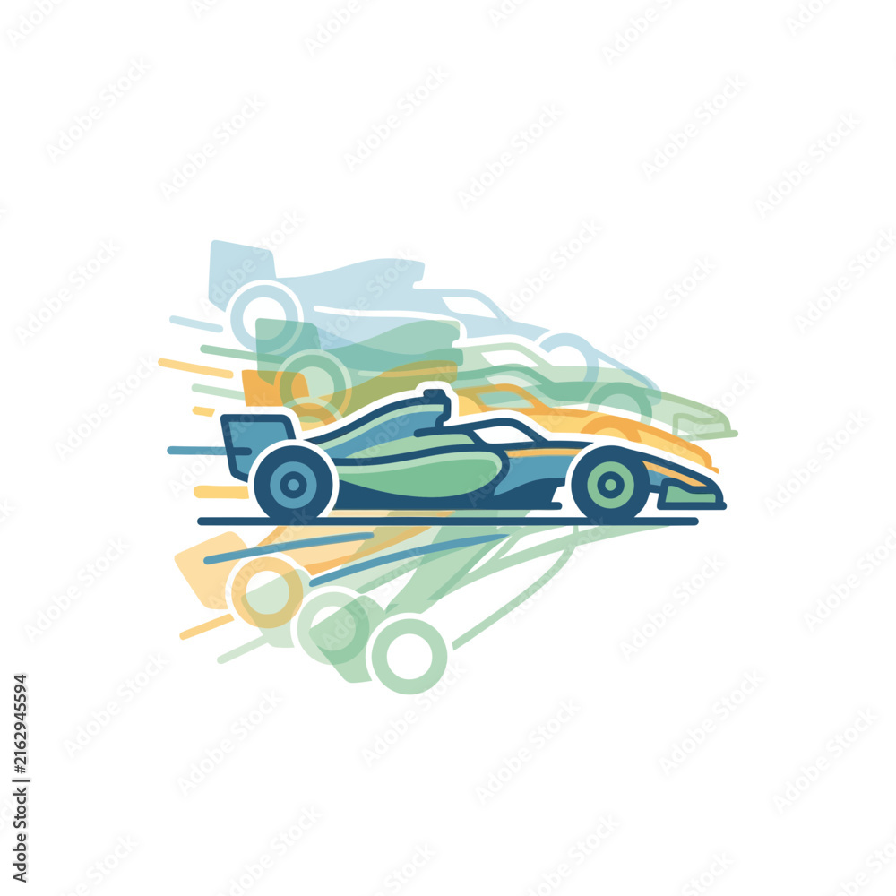 Fototapeta premium Speeding Formula 1 Race Car Motion Blur Effect Isolated Transparent Background