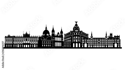 Cityscape Silhouette Isolated on White Background