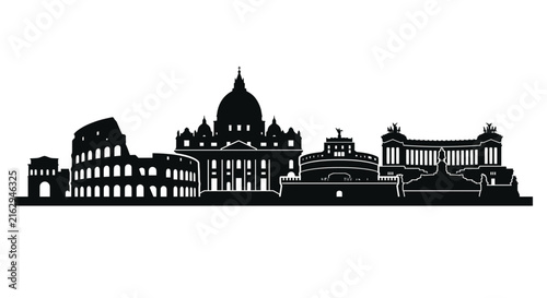 Cityscape Silhouette of Ancient and Modern Landmarks