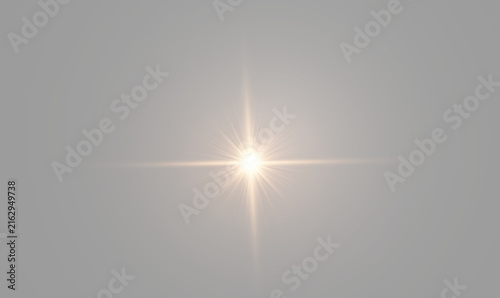 Cinematic copper starlight flash with bright cross flare on neutral gray backdrop