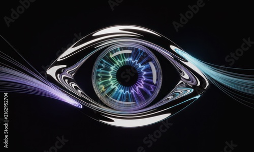 Digital eye with vibrant colors, futuristic design