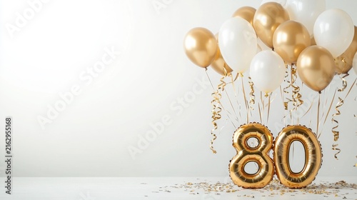Number 80 Gold and White Balloon Celebration 