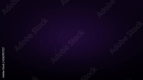 3D Wireframe Data Matrix with Rotating Geometric Shapes and Data Streams