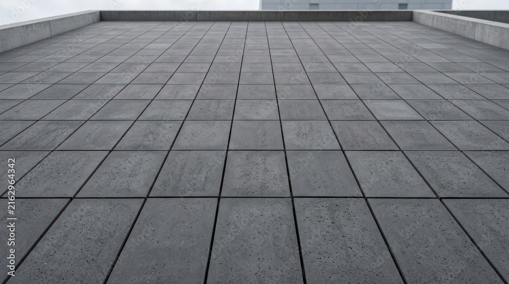 Fototapeta premium Empty concrete terrace with geometric shadows and modern minimalist design