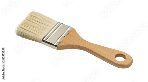 Flat paintbrush with wooden handle and metal ferrule