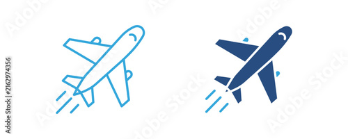 Airplane icon, takeoff symbol, air travel, passenger aircraft, departure, fast travel, vector illustration