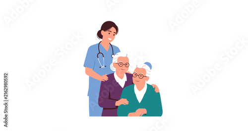 Professional Nurse Caring for Elderly Women