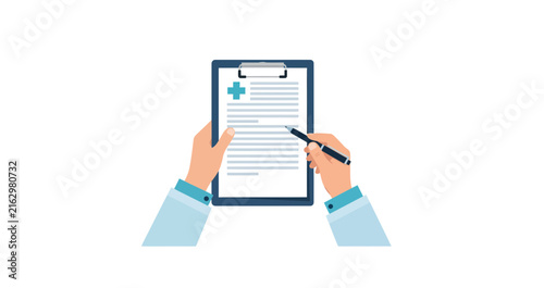 Doctor Writing on Medical Clipboard Illustration