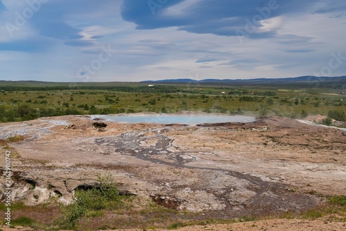 Fotografie Haukadalur is a famous geothermal valley in southern Iceland.
