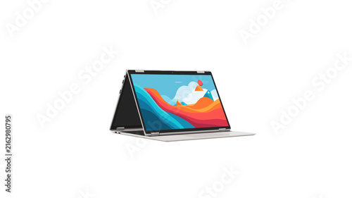 Modern Convertible Laptop in Tent Mode