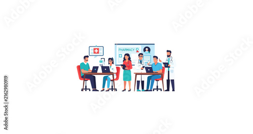 Medical Team Working in Digital Pharmacy Environment