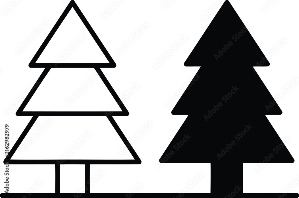 Obraz premium Minimalist pine tree silhouette set
