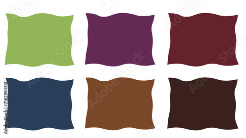 Wavy Banners Set with Rounded Corners, Six Different Colors, Design Elements, Graphic Design, Vector Illustration.