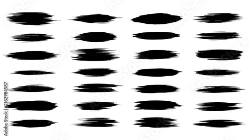Brush Strokes Set, Abstract Black Paint Texture Elements, Artistic Design Elements. Graphic Design, Illustration, Creative Background.