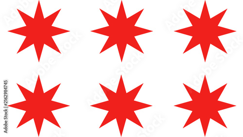 Six-Pointed Stars Set, Vibrant Red Geometric Shapes, Isolated on White Background, Design Element, Vector Illustration, Graphic Design.