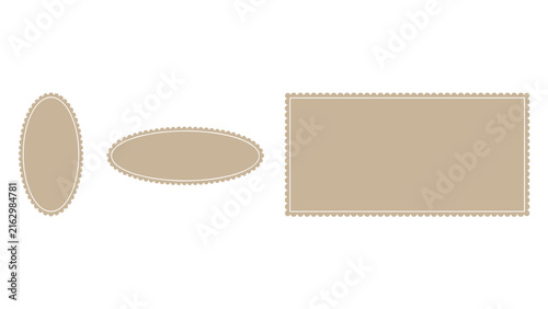 Vintage Label Set with Scalloped Edges, Decorative Frames, and Oval Shapes. Retro Design Elements, Graphic Design Templates, Vintage Style.