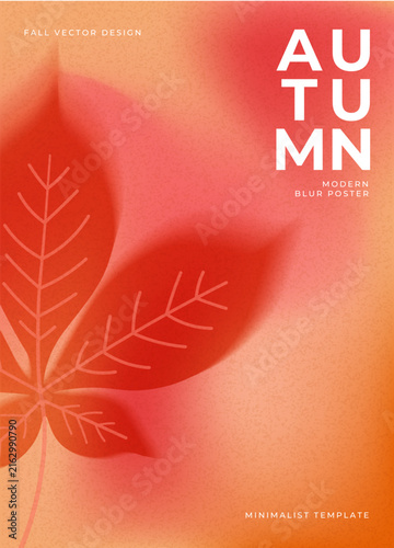 Autumn Blurry Leaves Minimalist Poster Template