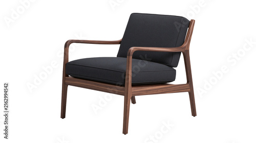 Принти на полотні Modern armchair with dark fabric upholstery and wooden frame