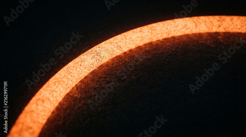 Abstract Glowing Orange Neon Arc On Dark Textured Surface Background