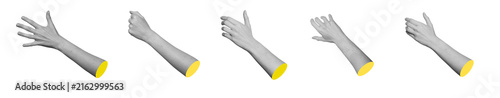 Foto Collection of grayscale hands holding unseen items from side profile view