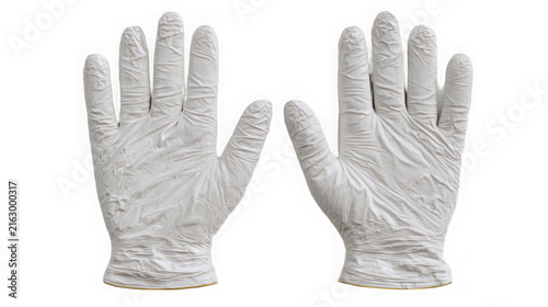 Pair of Transparent latex medical gloves isolated on Transparent background