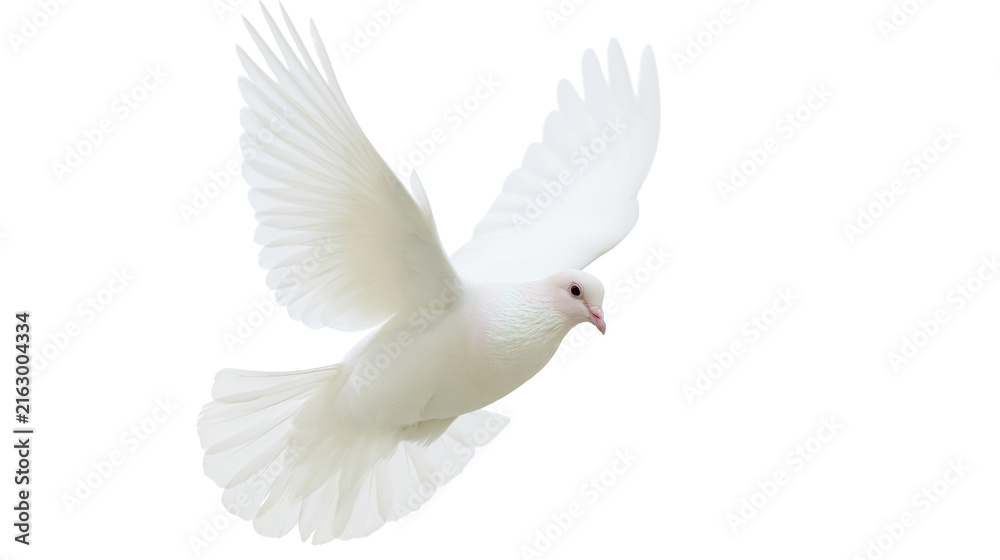 Obraz premium White dove bird flying with wings spread open