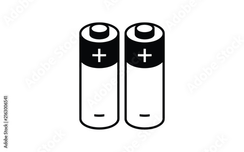 Fotografía AA battery pair vector icon with plus and minus polarity indicators isolated on white background for electronics power energy supply