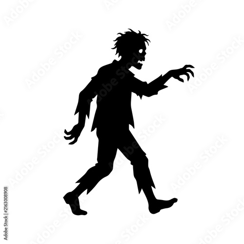 Spooky Zombie Character Silhouette Vector Design for Halloween