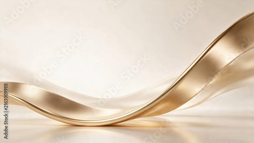 Luxurious Golden Flowing Abstract Waves Background. Elegant champagne curve design for premium, cosmetic, beauty, and wedding promotions.