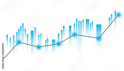 Abstract Investment Graph With Growing Blue Trend Line Growth Chart With Digital Financial Market Data Visualization