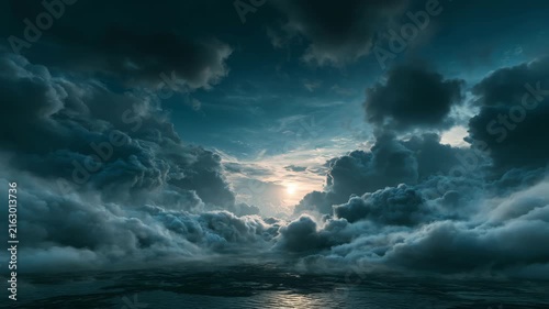 Storm clouds background dramatic sky ocean weather cinematic for movie trailer video scene