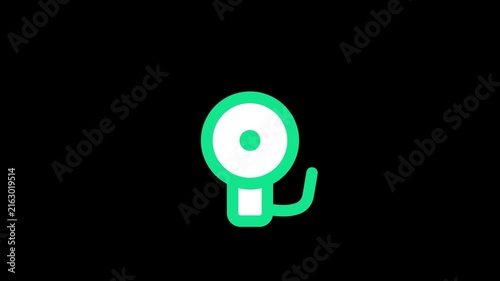 Fire alarm bell ringing with a smooth oscillating motion for emergency warning and safety notification on alpha channel
